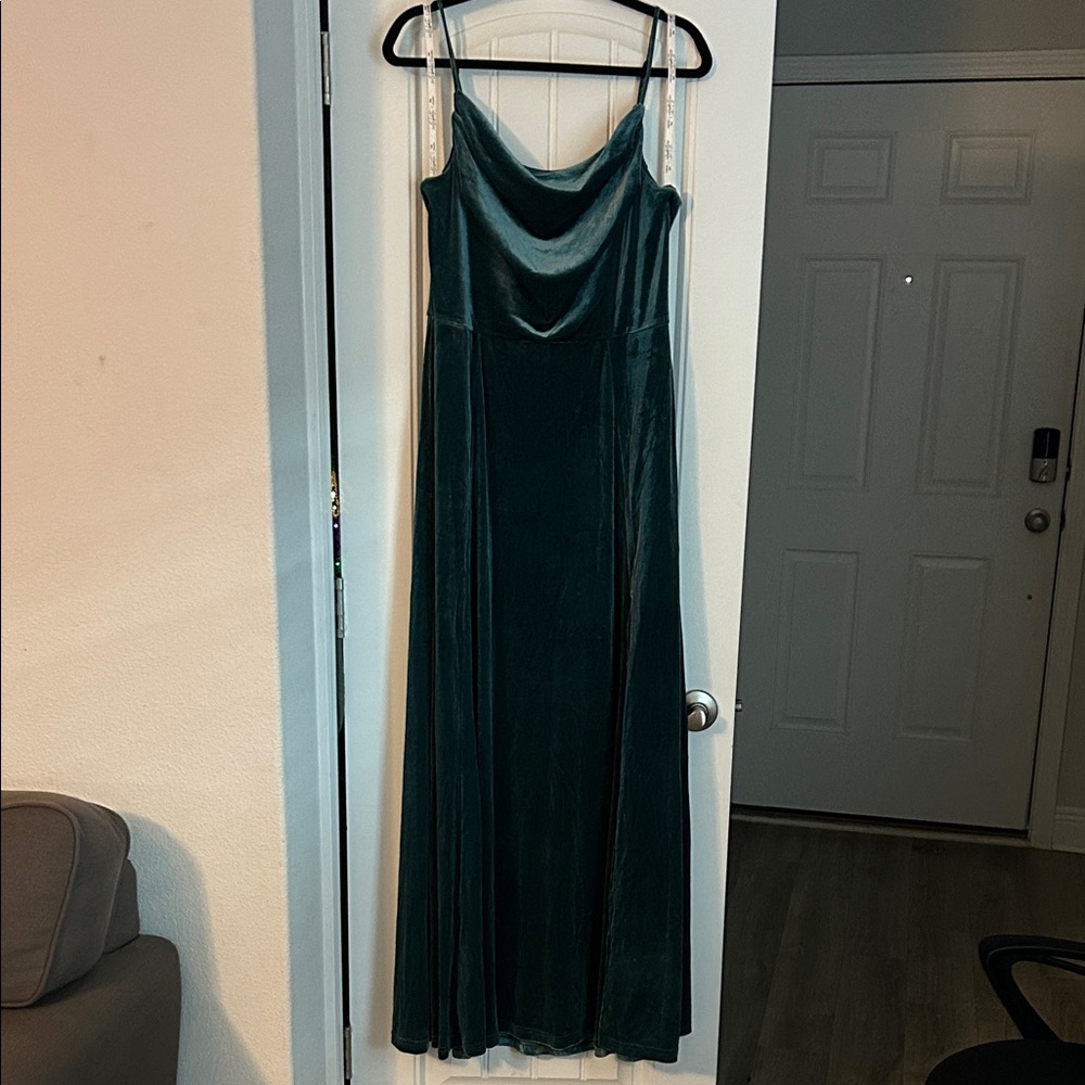 Luxurious Teal Velvet Maxi Dress